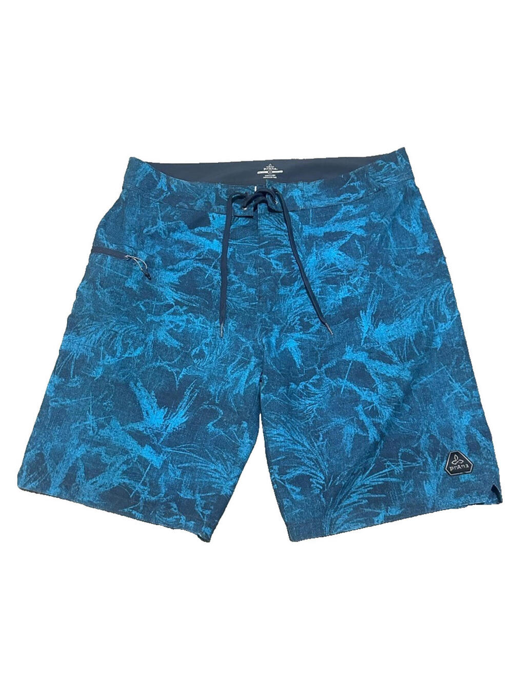 prAna Fenton Board Short 10" Inseam Nautical Skate Swim Men 35 L Large Blue